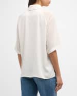 Image 4 of 6: Marella Cerbero Pleated Sheer-Sleeve Shirt