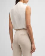 Image 4 of 6: Marella Divo Sleeveless Tie-Neck Crepe Blouse