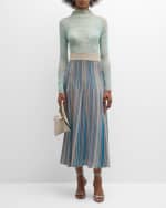 Image 5 of 6: Marella Lodola2 Striped A-Line Midi Skirt