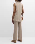 Image 3 of 6: Marella Muschio Cropped Flared-Leg Linen Pants