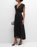 Image 5 of 6: FABIANA FILIPPI Pleated Cap-Sleeve Chiffon Empire Midi Dress