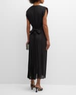 Image 3 of 6: FABIANA FILIPPI Pleated Cap-Sleeve Chiffon Empire Midi Dress