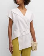 Image 1 of 6: FABIANA FILIPPI Asymmetric Linen Wrap Top