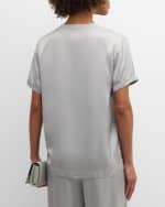 Image 4 of 6: FABIANA FILIPPI Short-Sleeve Crewneck Satin Top