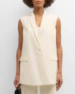 Image 2 of 6: FABIANA FILIPPI Single-Button Straight Wool-Silk Vest