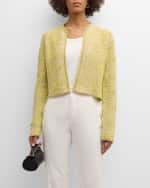Image 2 of 6: FABIANA FILIPPI Cropped Open-Front Metallic Tweed Cardigan