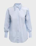 Image 1 of 6: FABIANA FILIPPI Beaded Striped Cotton Poplin Boyfriend Shirt