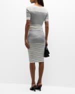 Image 3 of 5: ATM Anthony Thomas Melillo Silk and Cotton Mixed Stripe Midi Skirt