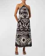 Image 2 of 3: Cala de la Cruz Luna Backless Printed Halter Midi Dress