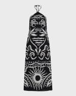 Image 1 of 3: Cala de la Cruz Luna Backless Printed Halter Midi Dress