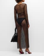 Image 3 of 6: L'Agence Sara Crystal Crochet Long-Sleeve Dress