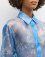 Image 6 of 7: Lafayette 148 New York Oversized Floral-Print Organza Tunic Blouse