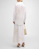 Image 4 of 7: Lafayette 148 New York Oversized Embroidered Cotton Voile Shirt