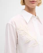 Image 6 of 7: Lafayette 148 New York Oversized Embroidered Cotton Voile Shirt
