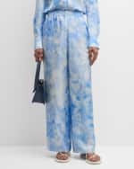 Image 2 of 6: Lafayette 148 New York Riverside High-Rise Floral-Print Silk Pants