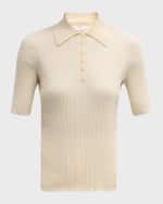 Image 1 of 6: Lafayette 148 New York Ribbed Elbow-Sleeve Polo