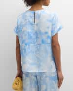 Image 4 of 7: Lafayette 148 New York Floral-Print Dolman-Sleeve Silk Twill Shirt