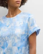 Image 6 of 7: Lafayette 148 New York Floral-Print Dolman-Sleeve Silk Twill Shirt