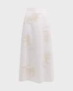 Image 1 of 6: Lafayette 148 New York Embroidered A-Line Maxi Skirt