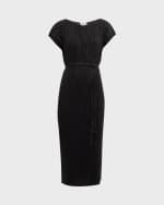 Image 1 of 6: Lafayette 148 New York Pleated Tie-Waist Column Midi Dress