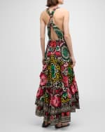 Image 4 of 6: Alice + Olivia Loyce Twist-Back Ruffle Maxi Dress