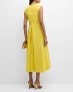 Image 4 of 6: Mantu Sleeveless Pleated Cotton Midi Dress