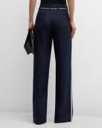 Image 4 of 6: Lafayette 148 New York Sullivan Pleated Contrast-Trim Pants