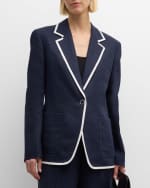 Image 2 of 7: Lafayette 148 New York Single-Button Contrast-Trim Blazer