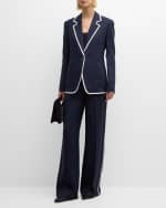 Image 5 of 7: Lafayette 148 New York Single-Button Contrast-Trim Blazer