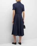 Image 3 of 6: Lafayette 148 New York Pleated Organic Silk Georgette Midi Shirtdress