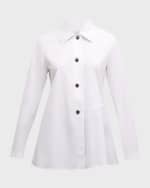 Image 2 of 6: Lafayette 148 New York Button-Down Organic Cotton Poplin Shirt