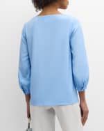 Image 4 of 6: Lafayette 148 New York Blouson-Sleeve V-Neck Blouse