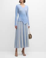 Image 5 of 7: Lafayette 148 New York Ribbed Colorblock Faux Wrap Sweater