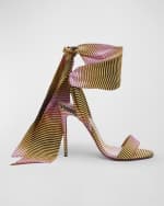 Image 1 of 5: Christian Louboutin Sandale Du Desert Stripe Red Sole Sandals