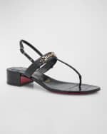 Image 5 of 6: Christian Louboutin Leather Chain Red Sole Slingback Sandals