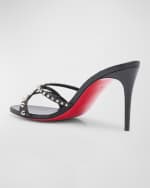 Image 3 of 6: Christian Louboutin Tatoosh Spikes Red Sole Slide Sandals