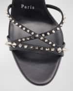 Image 4 of 6: Christian Louboutin Tatoosh Spikes Red Sole Slide Sandals