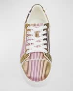 Image 5 of 5: Christian Louboutin Fun Vieira Striped Red Sole Sneakers
