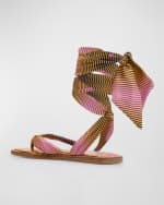 Image 2 of 5: Christian Louboutin Nilo Du Desert Ankle-Wrap Red Sole Sandals