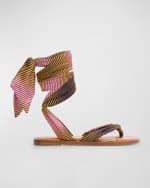 Image 1 of 5: Christian Louboutin Nilo Du Desert Ankle-Wrap Red Sole Sandals