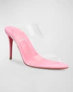 Image 5 of 6: Christian Louboutin Just Nothing Clear Red Sole Slide Sandals