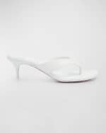 Image 1 of 6: Christian Louboutin Leather Thong Red Sole Slide Sandals