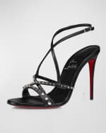Image 2 of 4: Christian Louboutin Tatooshka Spikes Red Sole Ankle-Strap Sandals