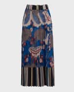 Image 1 of 6: Pierre-Louis Mascia Pleated Floral-Print A-Line Maxi Skirt