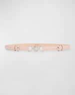 Image 1 of 2: Versace Medusa Croc-Embossed Leather Belt