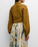 Image 4 of 7: Mes Demoiselles Cerea Tie-Front Button-Down Linen Shirt