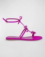 Image 1 of 2: Giambattista Valli Triple Crystal Bow Satin Sandals