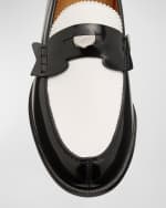 Image 3 of 5: Christian Louboutin Men's Leather Bicolor Penny Loafers