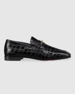 Image 1 of 5: Christian Louboutin Men's MJ Moc Alligator-Effect Bit Loafers