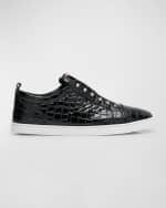 Image 1 of 5: Christian Louboutin Men's F.A.V Fique A Vontade Croc-Effect Slip-On Sneakers